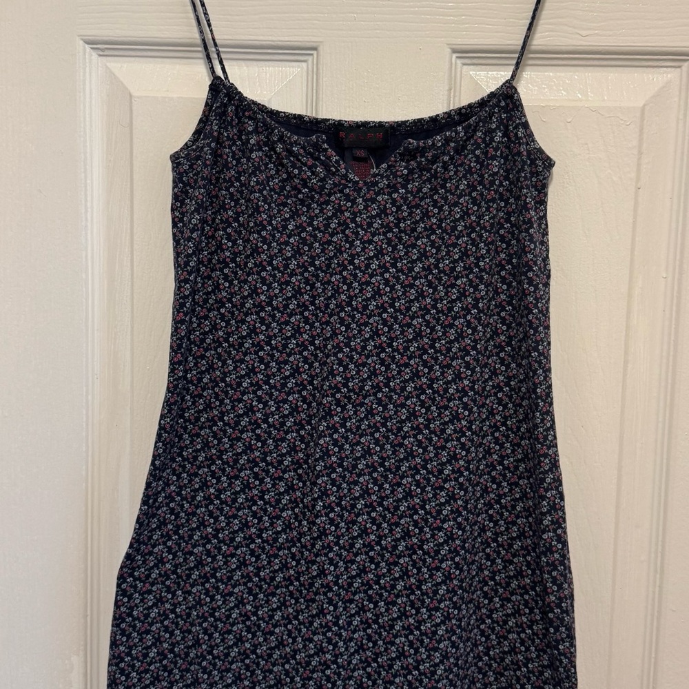 Vintage Very Rare Ralph Lauren Navy Flowers Dress Made On Mariana Islands Sz Xs